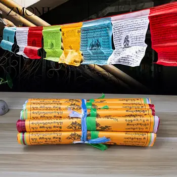 Tibetisch-buddhistische Gebetsfahnen, 5 verschiedene Farben, Stoffhandwerk, Polyester, tibetischer (20 Stück)