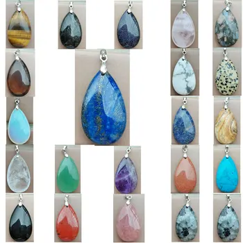 Lapis Lazuli Tigerauge Kristall Goldstein Blauer Sand Howlith Aventurin Karneol Jaspis Wassertropfen Anhänger