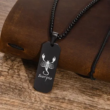 Freies Personalisierte 12 Sternzeichen Constellation Horoskop Zeichen Bar Halsketten für Männer, Wasserdichte