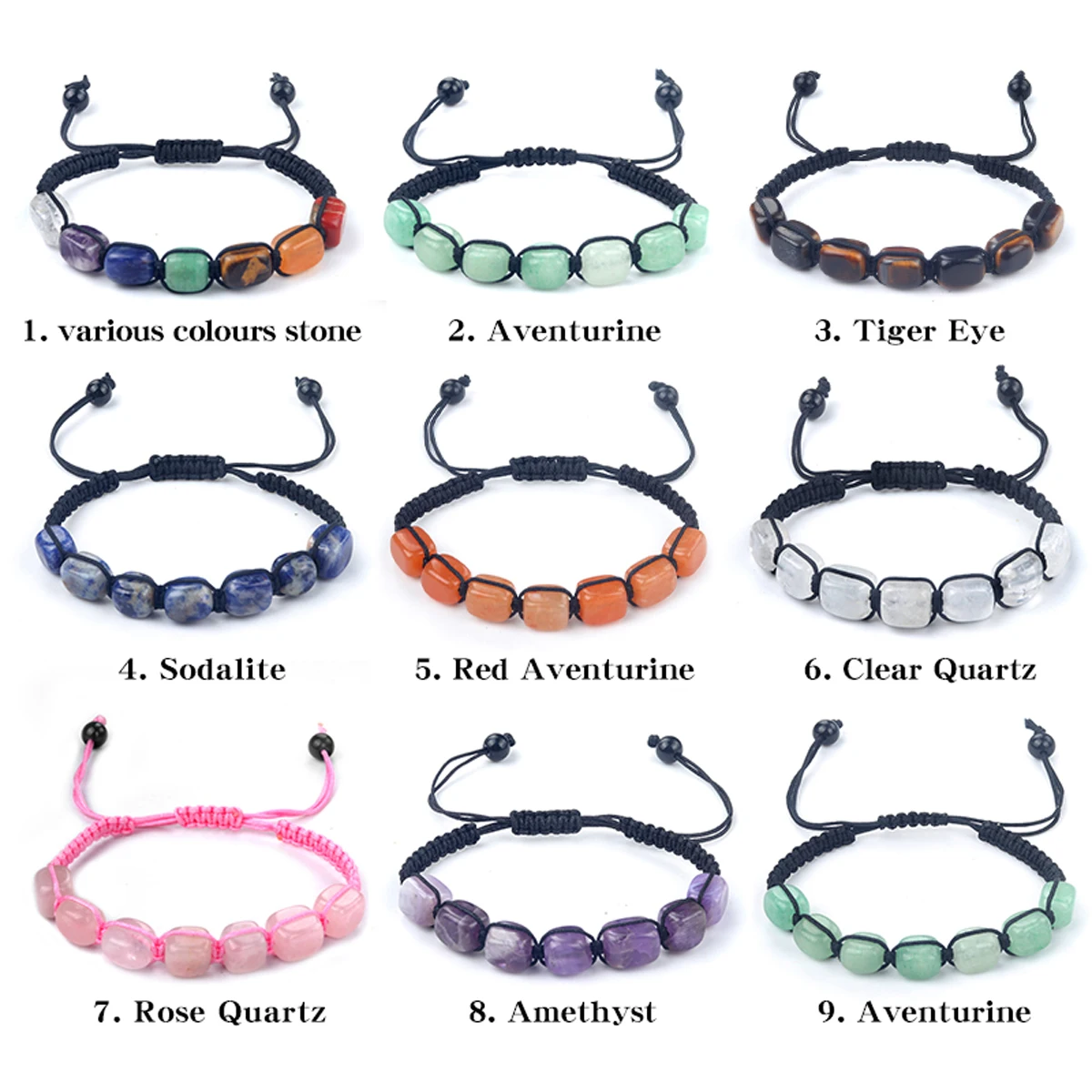 Quadratische Perlen 7-Chakra-Behandlung Kristall-Armband Yoga Stein – Bild 6