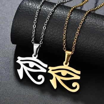 Edelstahl-Halskette mit Anhänger „Das Auge des Horus“, alte Ägypten-Serie, Ra-Auge-Halsband für Frauen, Mann