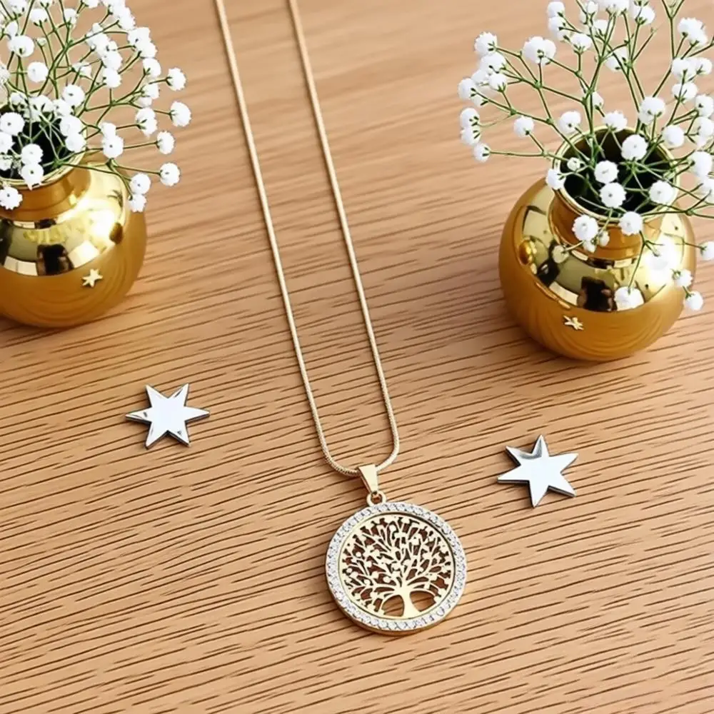 Feine 925 Sterling Silber Lebensbaum-Kristall-Zirkon-Anhänger-Halsketten für Frauen und Mädchen