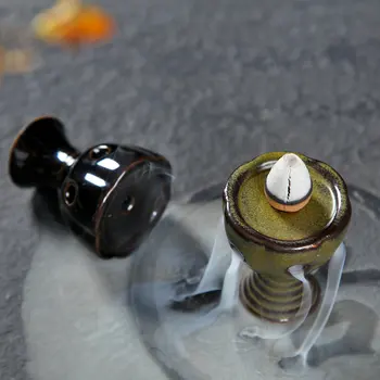 Schwarz Mini Keramik Rückfluss Weihrauch Brenner Tragbare Berg Wasser Kegel Weihrauch Halter Reflux Kegel
