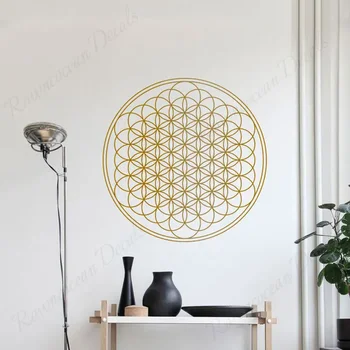 Blume des Lebens geometrische Wandaufkleber Vinyl Kreis Mandala Stil Yoga Studio Dekoration Aufkleber