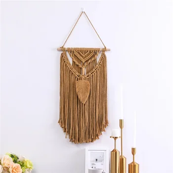 Makramee Boho Wandbehang Wandhintergrund Wohnzimmer Dekoration Handgewebte Baumwolle Nordic Art Quaste