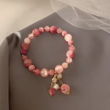 Armband aus rosa Kristall-Naturstein, Reiki-Energie-Armband, Armreifen für Frauen, Gebet, Segen, Gesundheit