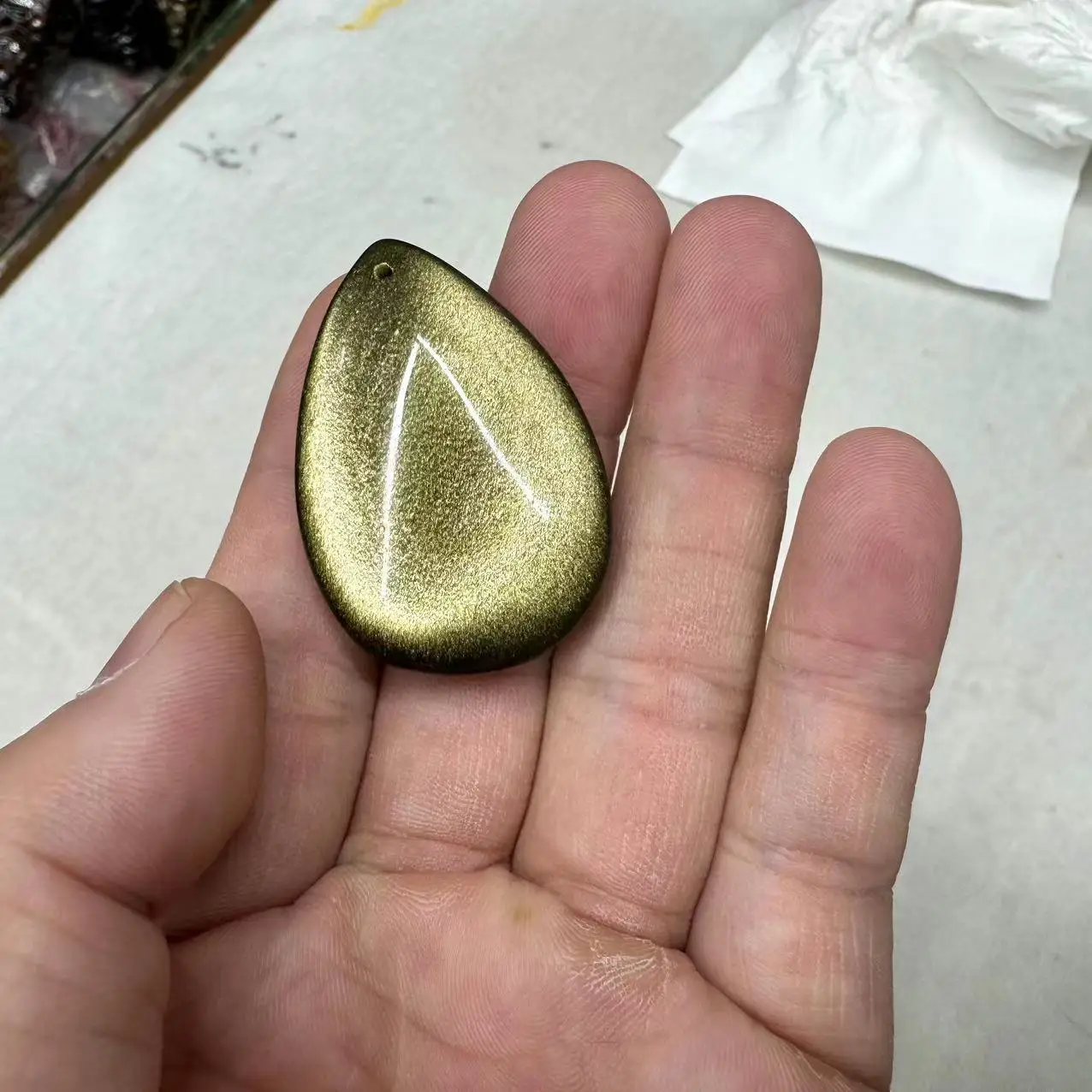 Goldene Obsidian-Halskette mit Anhänger, natürlicher Edelstein-Schmuckanhänger für Frauen, für Männer