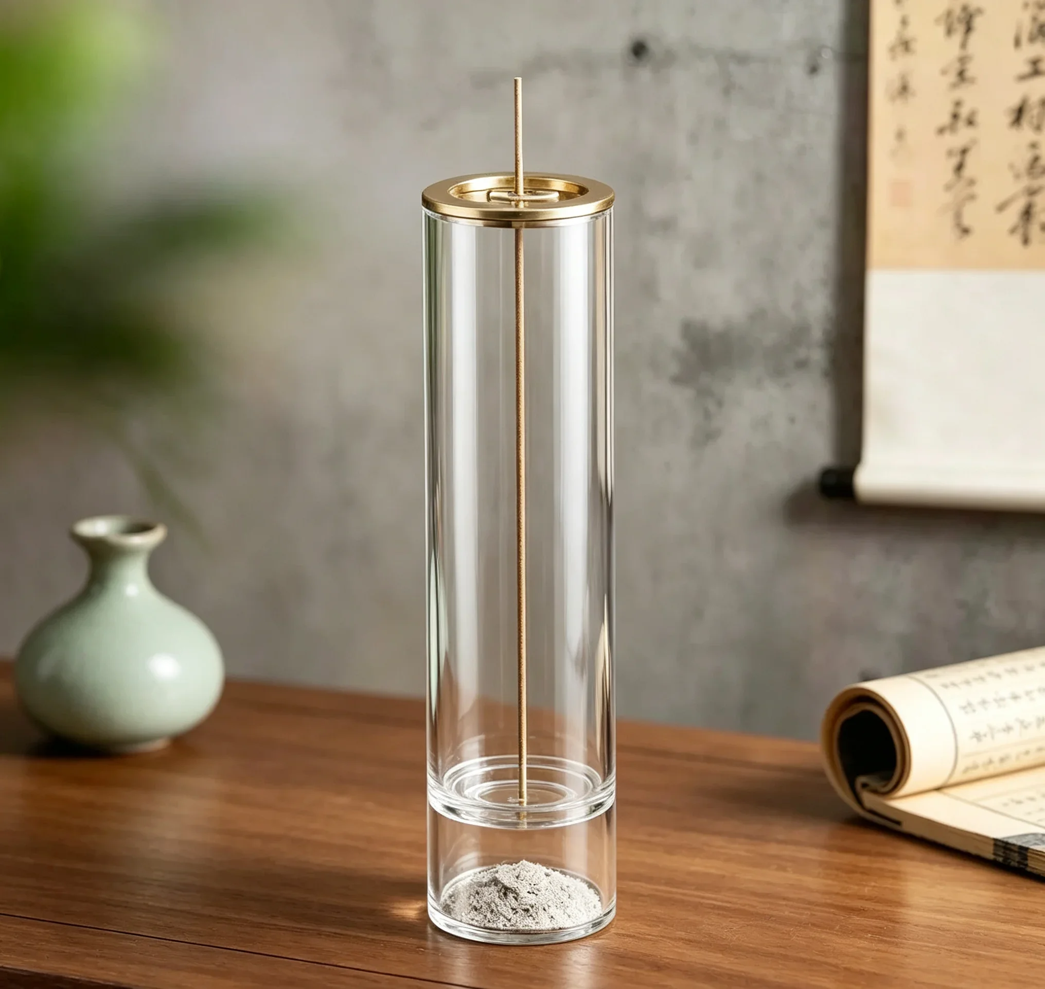 Rohrformiger Räucherstäbchenhalter aus Glas, vertikaler – Bild 3