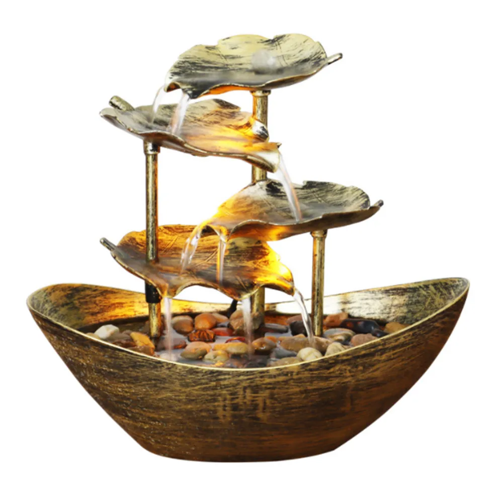 28 x 15 x 25 cm Tisch-Wasserbrunnen mit LED-Leuchten, Desktop-Brunnen, Mini-Wasserfall, Tischbrunnen für den