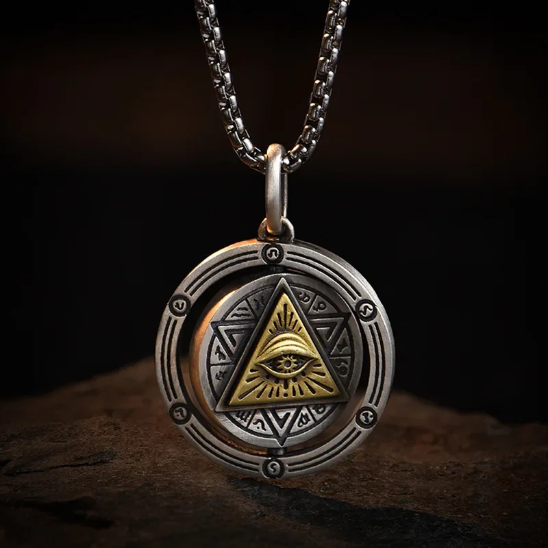 Auge des Horus, Auge Gottes Halskette, drehbarer böser Blick Anhänger, trendiger Retro seltsamer ägyptischer