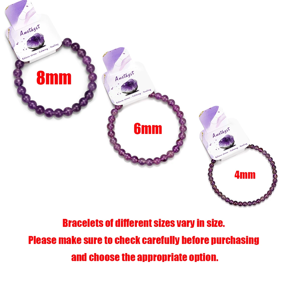 Naturstein 4/6/8 mm Perlen Armband Amethysten Apatit Rosa Zebra – Bild 2