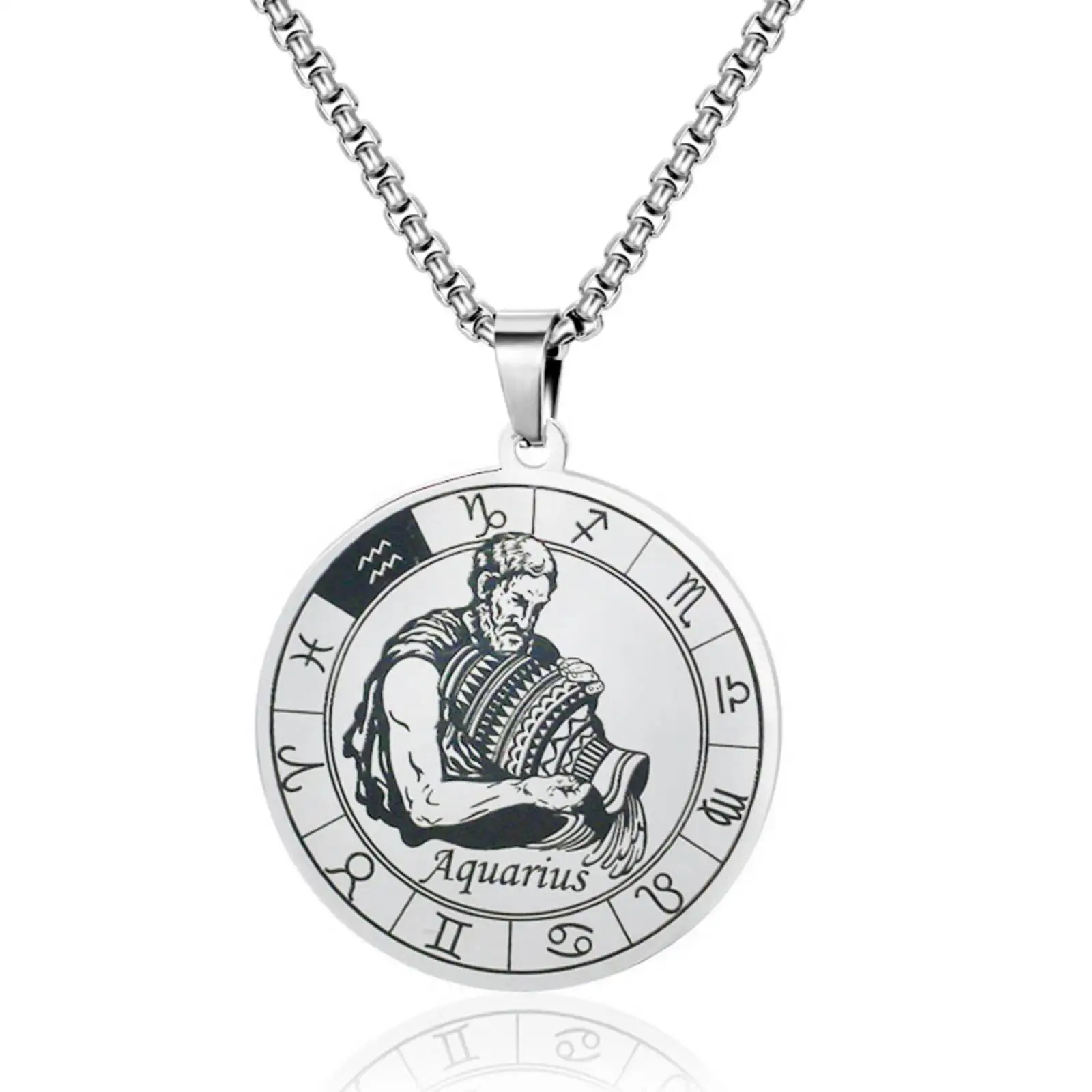12-Sternzeichen-Sternbilder-Anhänger-Halsketten für Damen und Herren, Edelstahl-Schmuck, Geburtstagsgeschenk