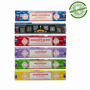 Satya Sai Baba 15g Handgerollte Räucherstäbchen, 6 Düfte: Sandelholz, Lavendel, Drachenblut, Adlerholz