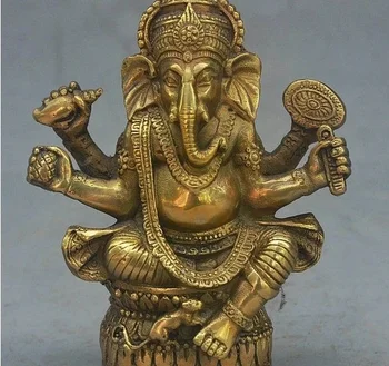 17CM alte Tibet Buddhismus Bronze Ganapati Ganesh Herr Ganesha Elefant Buddha Statue
