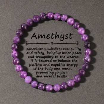 Natürliche Stein Echte Amethyst Perlen Armbänder 6/8/10mm Glatte Runde Perlen Armband Männer Frauen Stretch