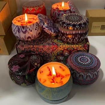 Vintage Duftkerzen Sojawachs-Kerzen im Glas Blumenduft-Kerzen für Hochzeitszeremonie Geburtstagsgeschenke
