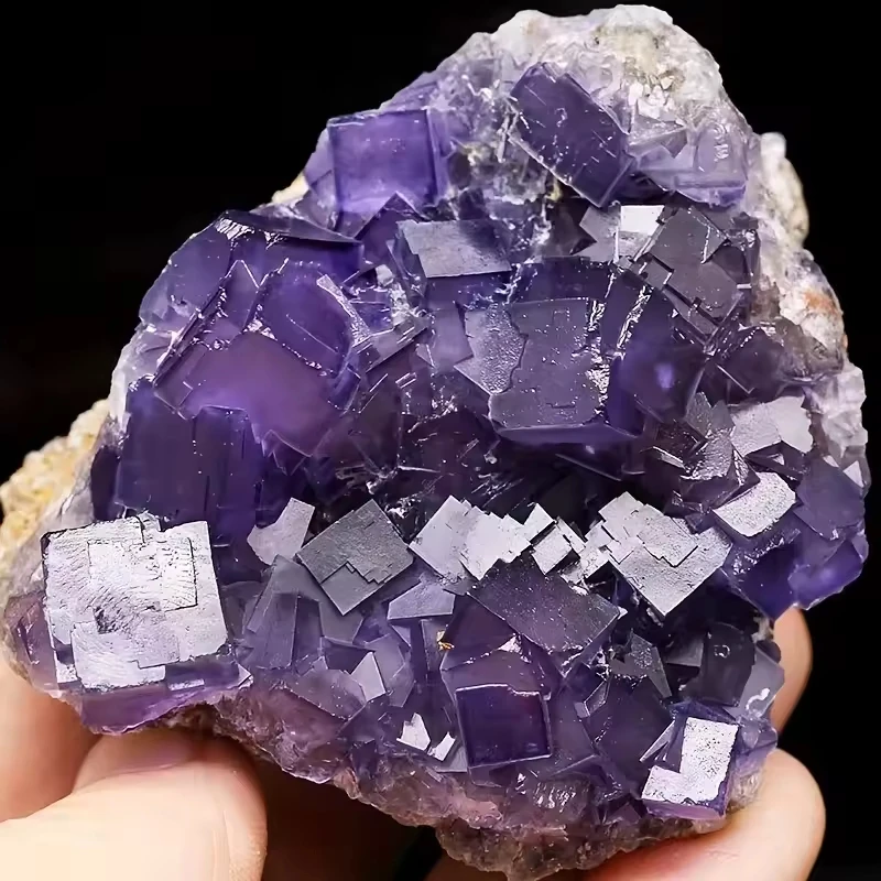 Lila Fluorit-Cluster, Natürliches Kristallexemplar, Lila Fluorit-Würfel Rohkristall, Lehrreiches