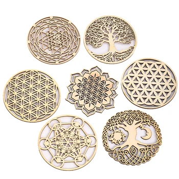3,9 Zoll Holz Hohlbrett Rustikale Wandbehang Dekor Heilige Geometrie Chakra Yoga Meditation Spirituelles