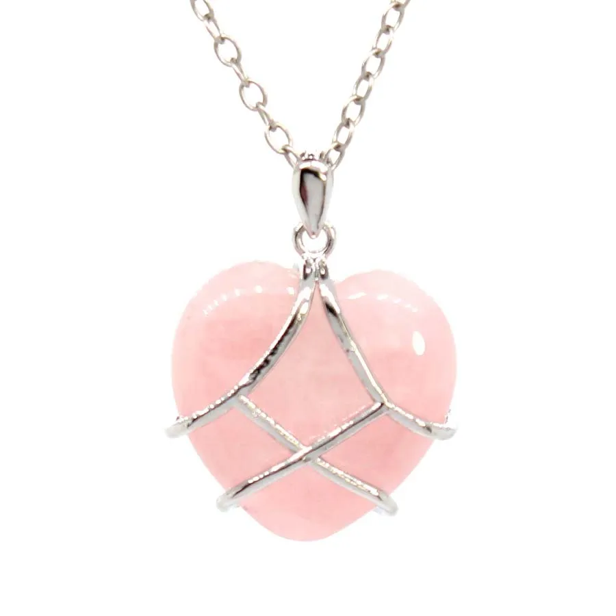 Natürliche Rosenquarz Kristall Herz Form Stein Anhänger Halskette Für Frauen Exquisite Opalite Opal Anhänger