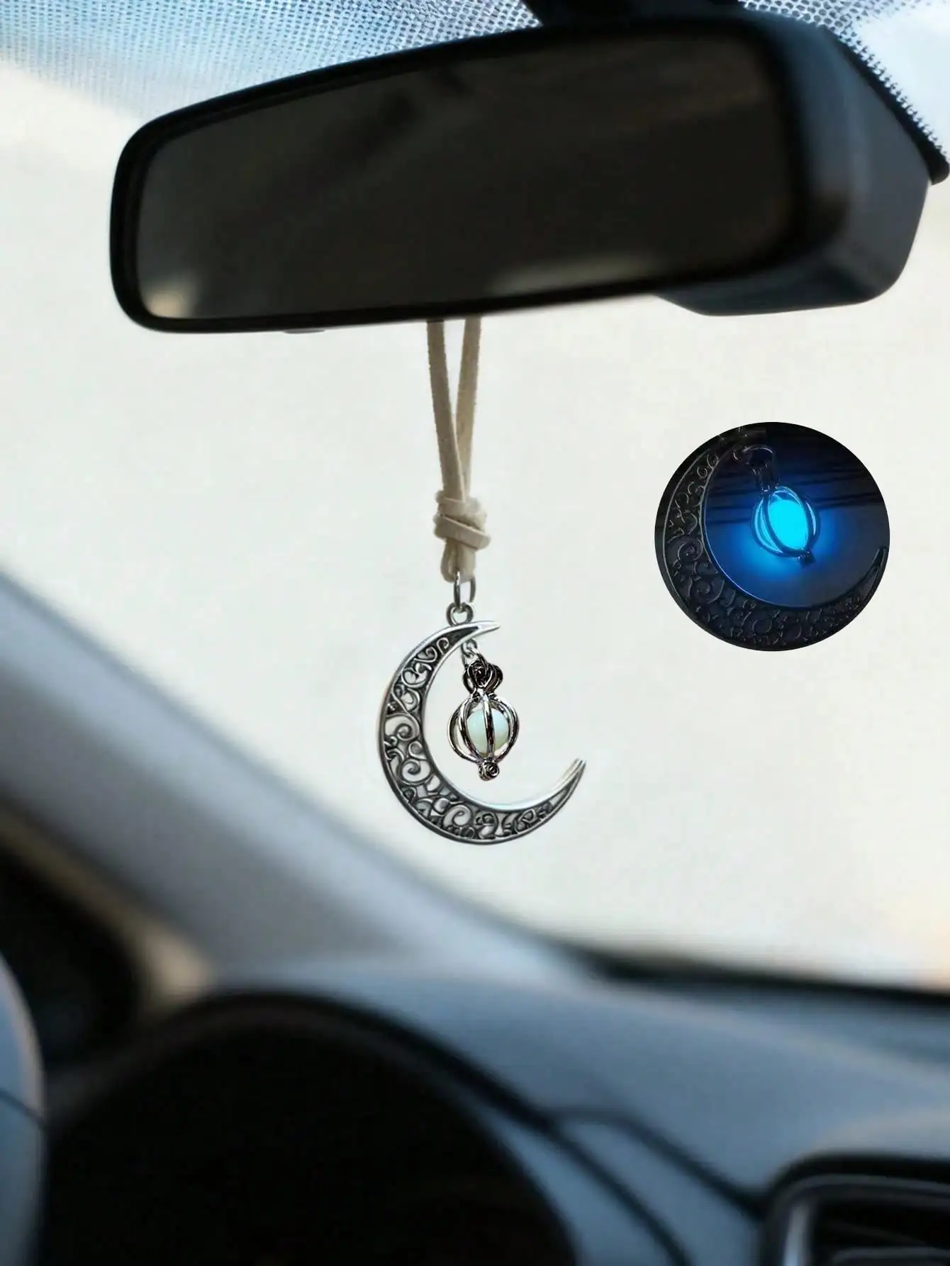 Leuchtender Mond-Anhänger zum Aufhängen im Auto - hohles – Bild 6