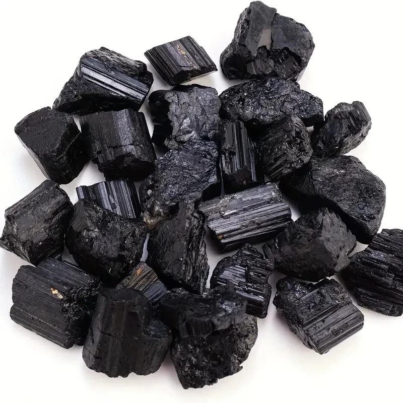 100 g/Beutel natürliche schwarze Turmalin-Steine, rohes Erz, unregelmäßige Kristalle, Mineralprobe