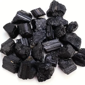 100 g/Beutel natürliche schwarze Turmalin-Steine, rohes Erz, unregelmäßige Kristalle, Mineralprobe