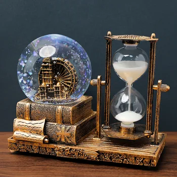 Y Vintage Turm Sanduhr Kristallkugel mit LED-Leuchten Leuchtende Tischdekoration Dekor Student Abschluss