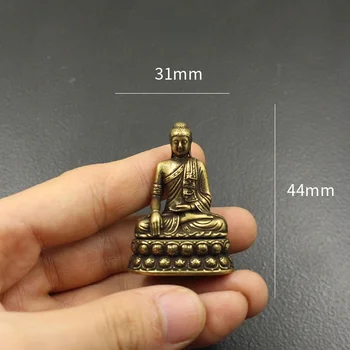 Messing Shakyamuni Buddha Figuren Miniaturen Desktop Ornament Antikes Kupfer Dharma Master Statue Dekorationen