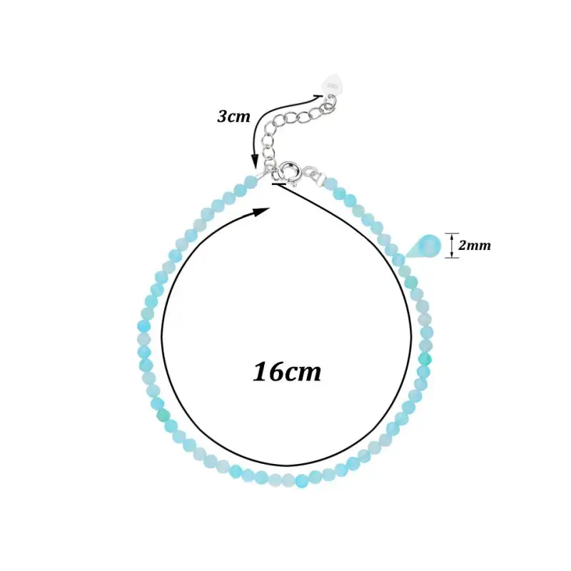 Natursteinperlen-Armband an der Handkette, Luxus-Schmuck, 2 mm – Bild 6