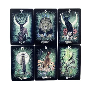 The Witch's Familiar Runic Oracle 24 Karten Indie Tarot Deck Runen Runenkarten Tier-Orakel Tier-Tarotkarten