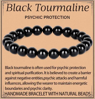 {Energie und Schutz} Obsidian-Armband, handgefertigt, elastisches Armband aus natürlichen Edelsteinen