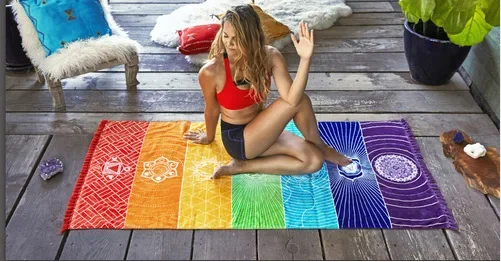 Lebhafter Mandala-Wandteppich, bunter Meditationswandbehang, böhmische – Bild 5