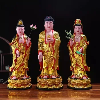Die westliche Three Saints' Amitabha-Statue für Anbetung, Guanyin Avalokitesvara Bodhisattva, großartiger