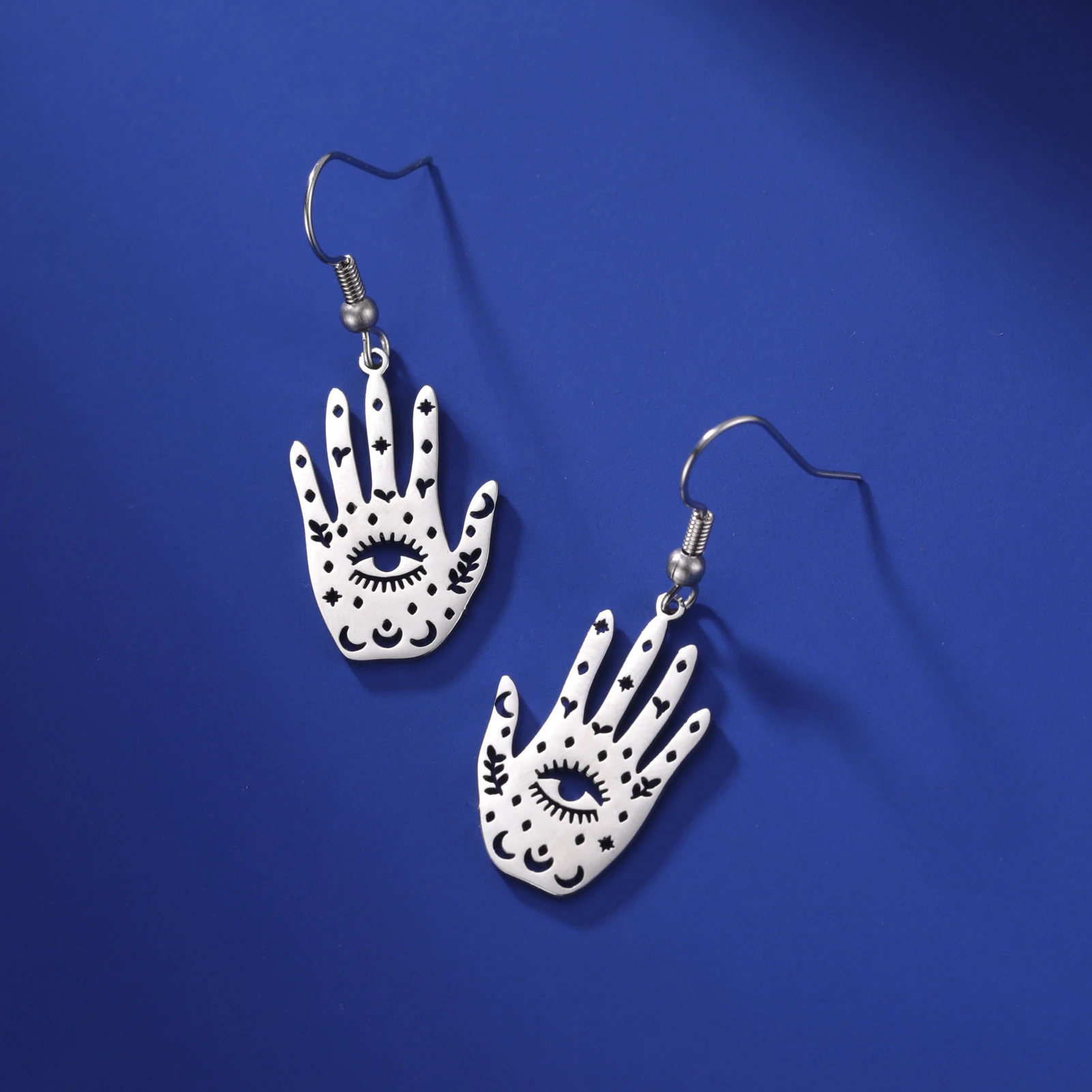 LIKGREAT Böser Blick Hamsa Ohrringe für Frauen Hand von Fatima Schutz Amulett Edelstahl Tropfen Ohrringe