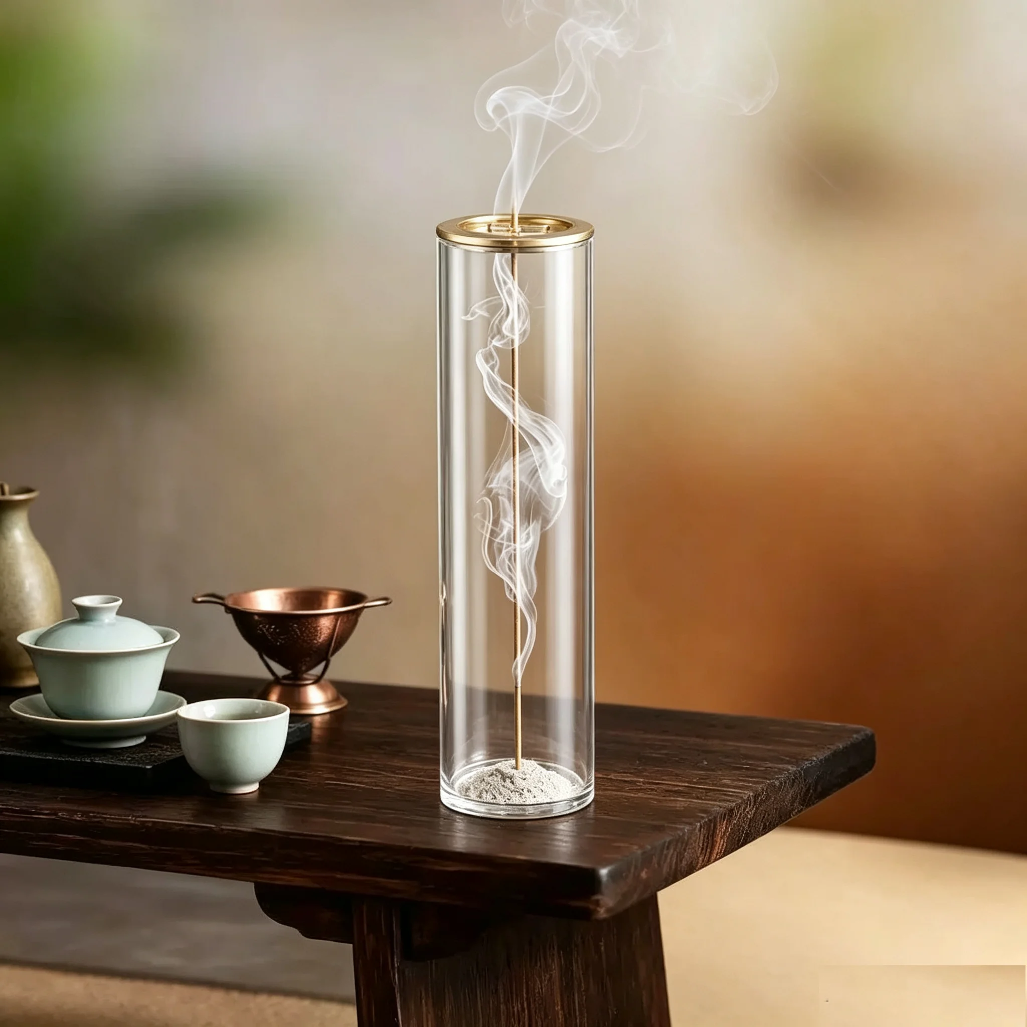 Rohrformiger Räucherstäbchenhalter aus Glas, vertikaler – Bild 4