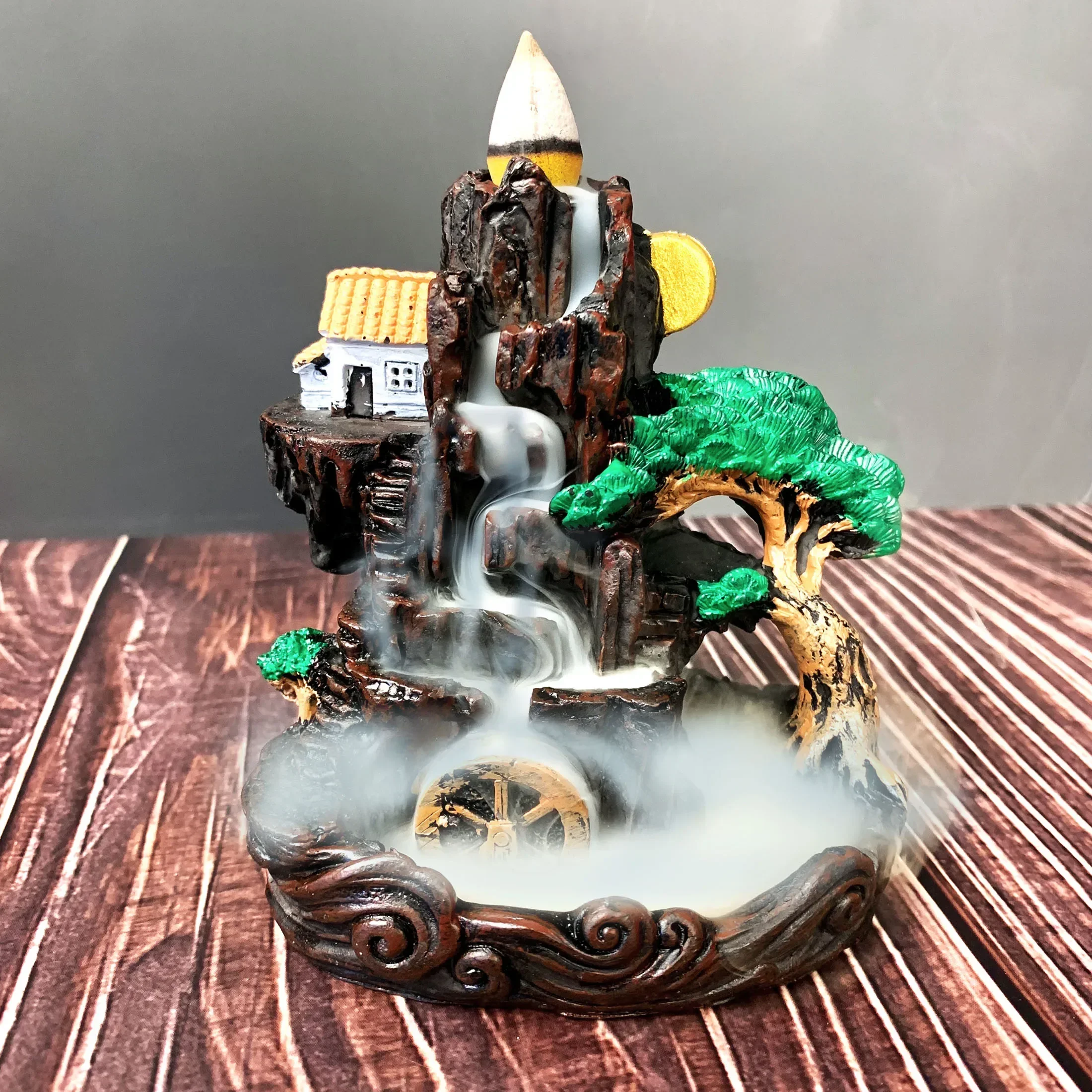 Harz Reflowable Weihrauch Halter Moutain Stream Weihrauch Brenner Wohnzimmer Kaffee Tisch Office Home Decor