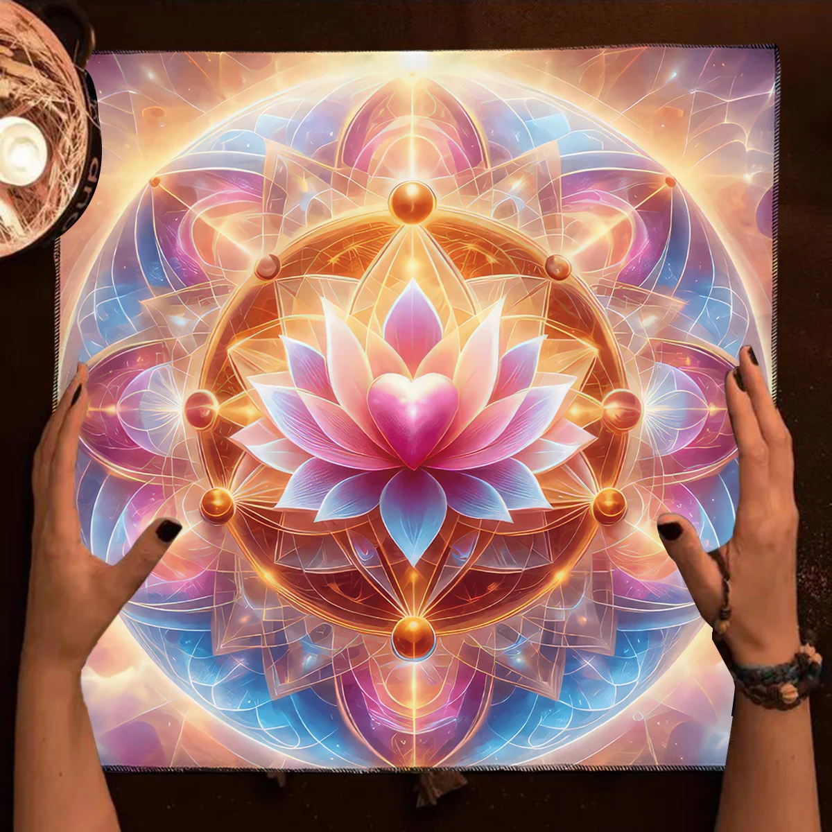 Bunte Mandala-Blume des Lebens Tarot-Tischdecke mit himmlischer – Bild 3
