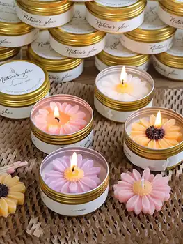 Kleine Eisen-Dose Kamillenduft-Kerze Rauchfreie Sojawachs Premium Aroma-Kerze Elegantes Geschenk