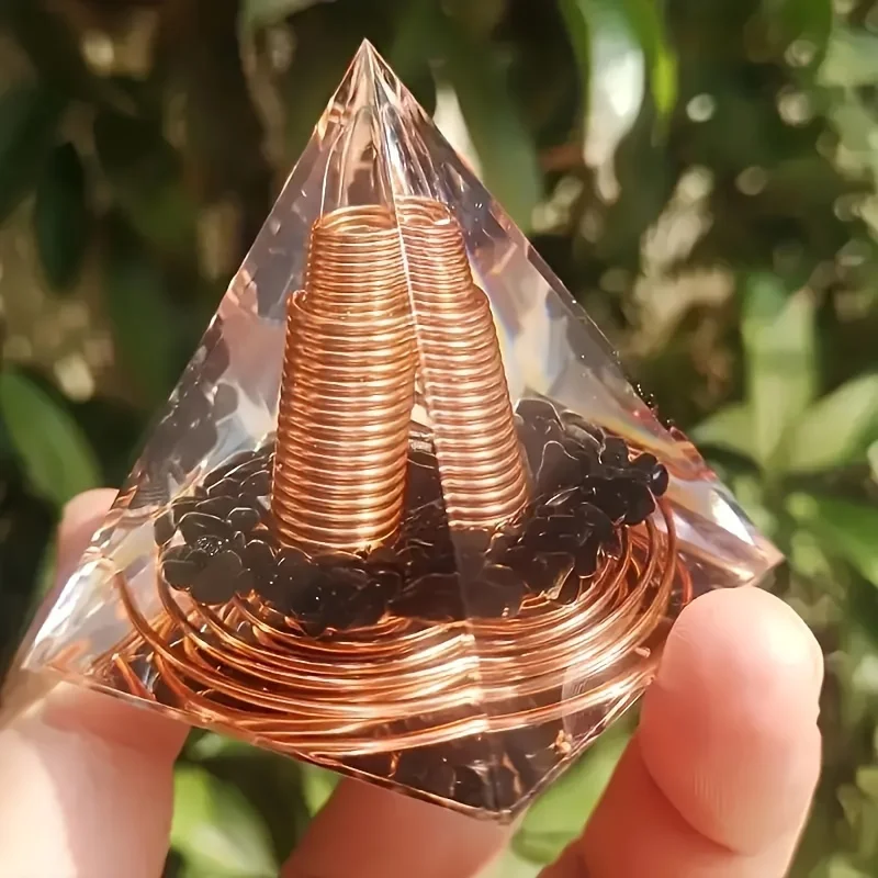 Orgonit-Pyramide mit Obsidian, Energie für Yoga, Kristallgeschenke – Bild 3