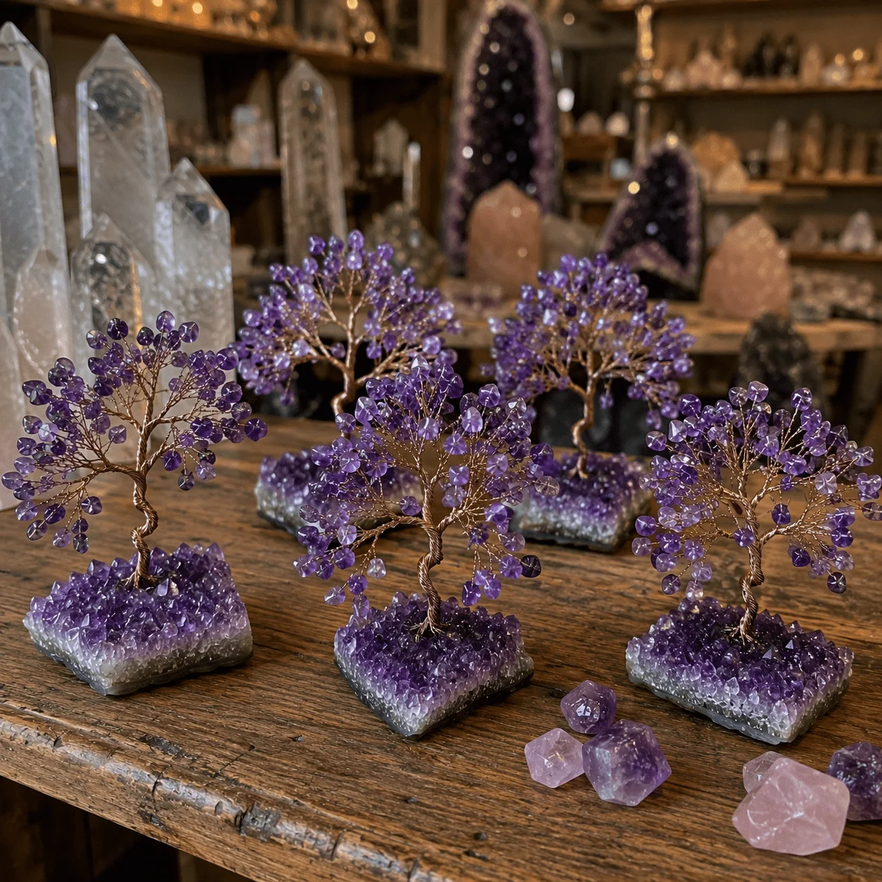 Zufällig angeordnete, natürliche Amethyst-Cluster-Baum-Skulptur – Bild 6