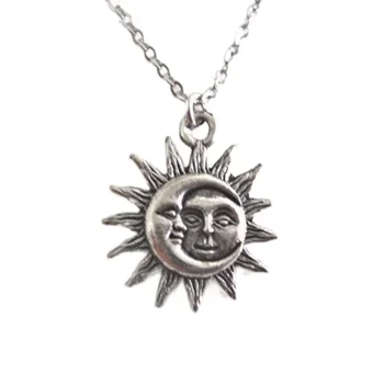 Sonne und Mond Halskette Charme Himmlischen Schmuck Zierliche Liebe Freundschaft Soulmate Aussage Punk