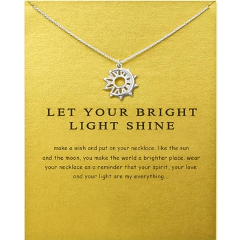 Elegante helle Glanz-Mond-Sonnen-Charm-Anhänger-Halsketten für Frauen, Weihnachtsgeschenke