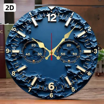 Blaue Mondphasen-Design-Wanduhr aus Holz, rund, geräuschlos, zum Aufhängen, geeignet für Wohnzimmer, Büro