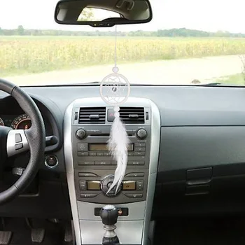Traumfänger Auto-Anhänger Mini Traumfänger Auto-Anhänger Feder Handgefertigter Traumfänger Geschenke Reinweiß