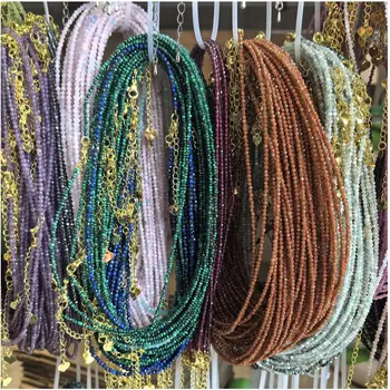 Einfaches Bohemian Naturstein Glanzperlen Halskette und Armband Set für Damen Charms Mode Weibliches Party