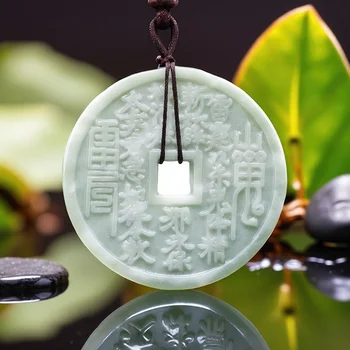 Natürliche echte Jade Geld Anhänger Halskette Designer Stein geschnitzt Schmuck Accessoires Mode Geschenke
