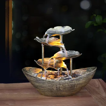 28 x 15 x 25 cm Tisch-Wasserbrunnen mit LED-Leuchten, Desktop-Brunnen, Mini-Wasserfall, Tischbrunnen für den