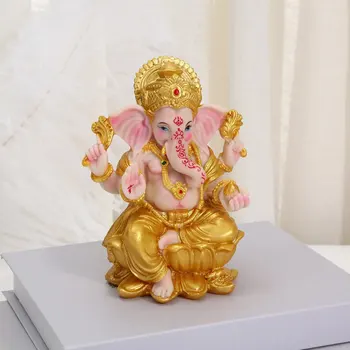 Ganesha-Statue aus Kunstharz, Hindu-Elefant, Gott der Weisheit und Erfolg, handgefertigte Heimaltar-Dekoration