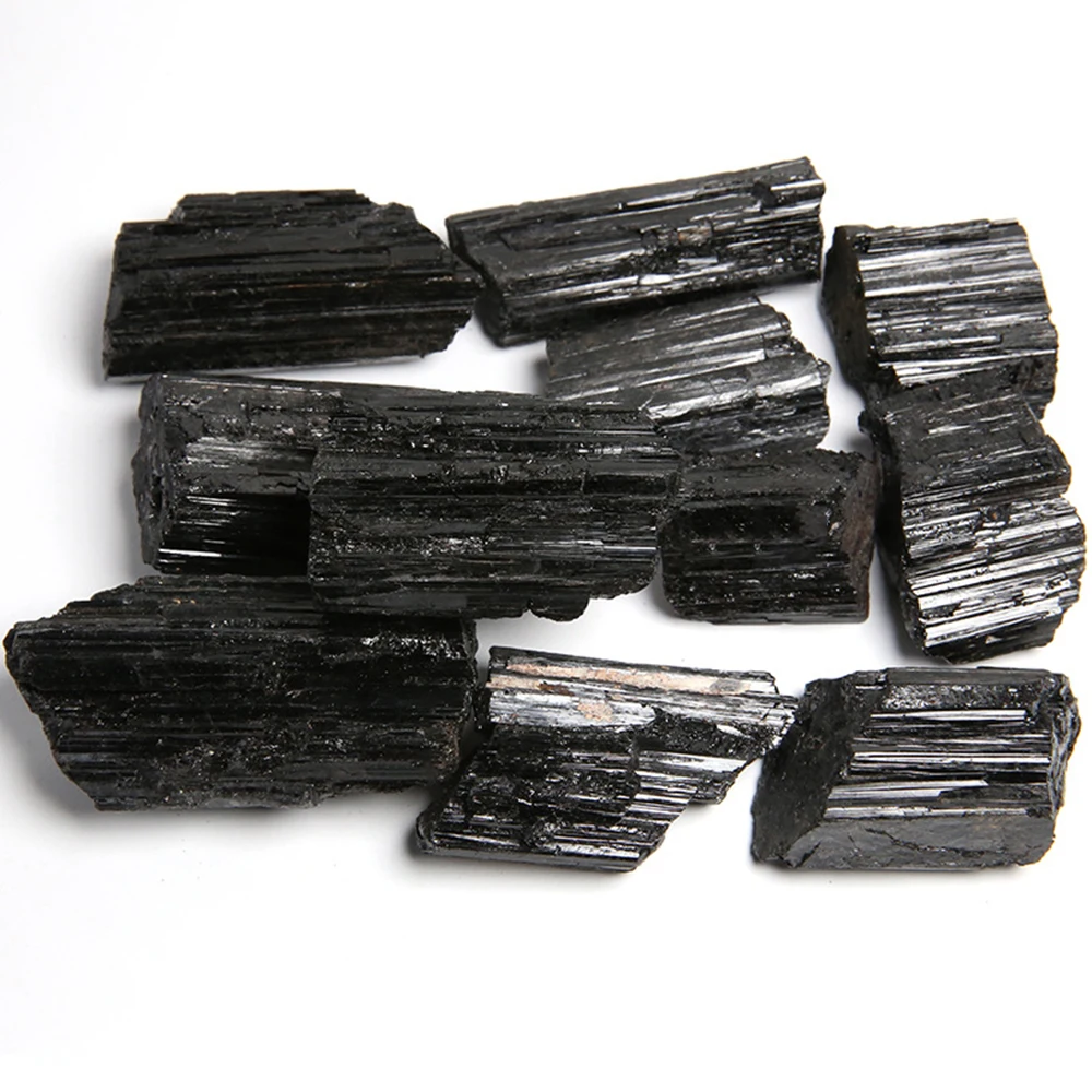 Natürlicher schwarzer Turmalinkies, rohes Erz, unregelmäßiges – Bild 5