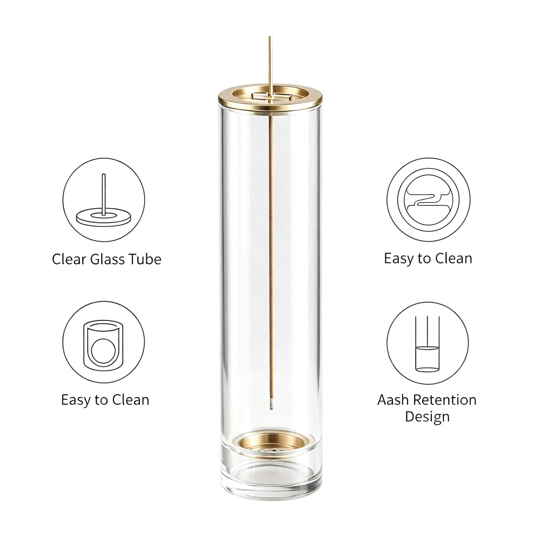 Rohrformiger Räucherstäbchenhalter aus Glas, vertikaler – Bild 5